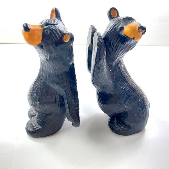 Black Bearfoots Bookend Figurines By Montana Artist Jeff Fleming 8" Singing Tree - Picture 2 of 14